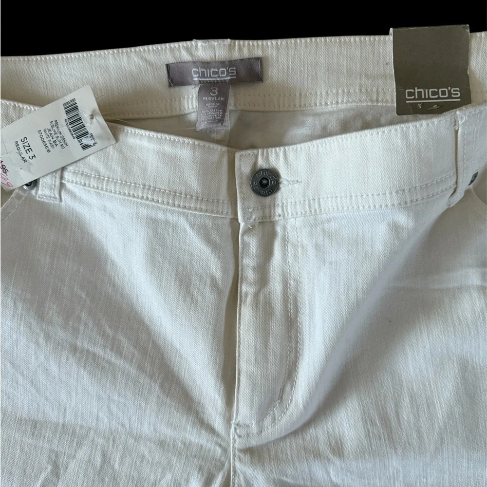 Chico's Women's High Rise Jeans in White Size 3 - Picture 3 of 4